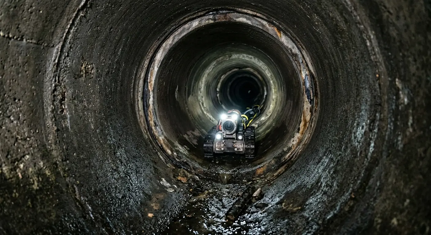 Robotic sewer camera inspecting pipe interior for Sewer Line Repair in Andover